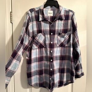 Women’s Mudd Brand Teal and Red Plaid Button-Up Shirt